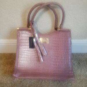 BEBE Mauve Dusty Pink Croco purse